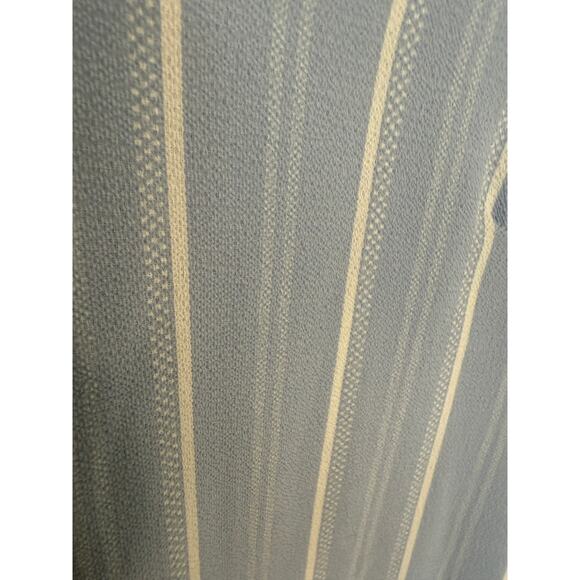 BCBG Paris Blue Stripe Ruffle Hem Shift Dress Medium V-Neck Short Sleeve - Picture 3 of 8